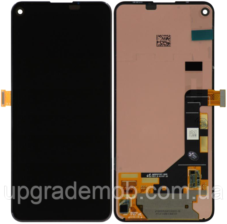Дисплей модуль тачскрин Google Pixel 5a 5G чорний OLED оригінал склеєне скло, фото 1