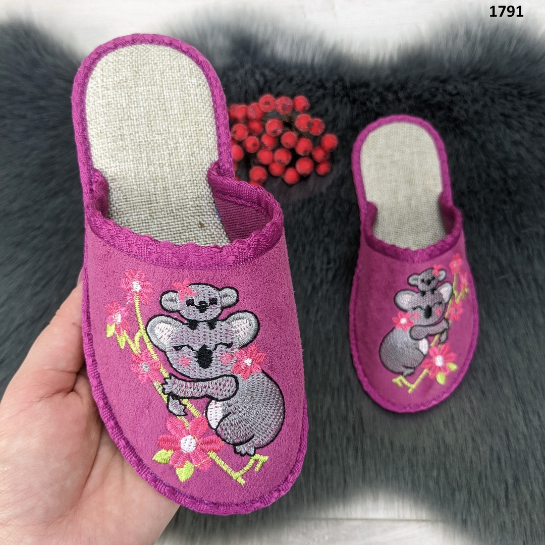 Тапочки дитячі для дівчинки Белста малинові з Коалою, фото 1