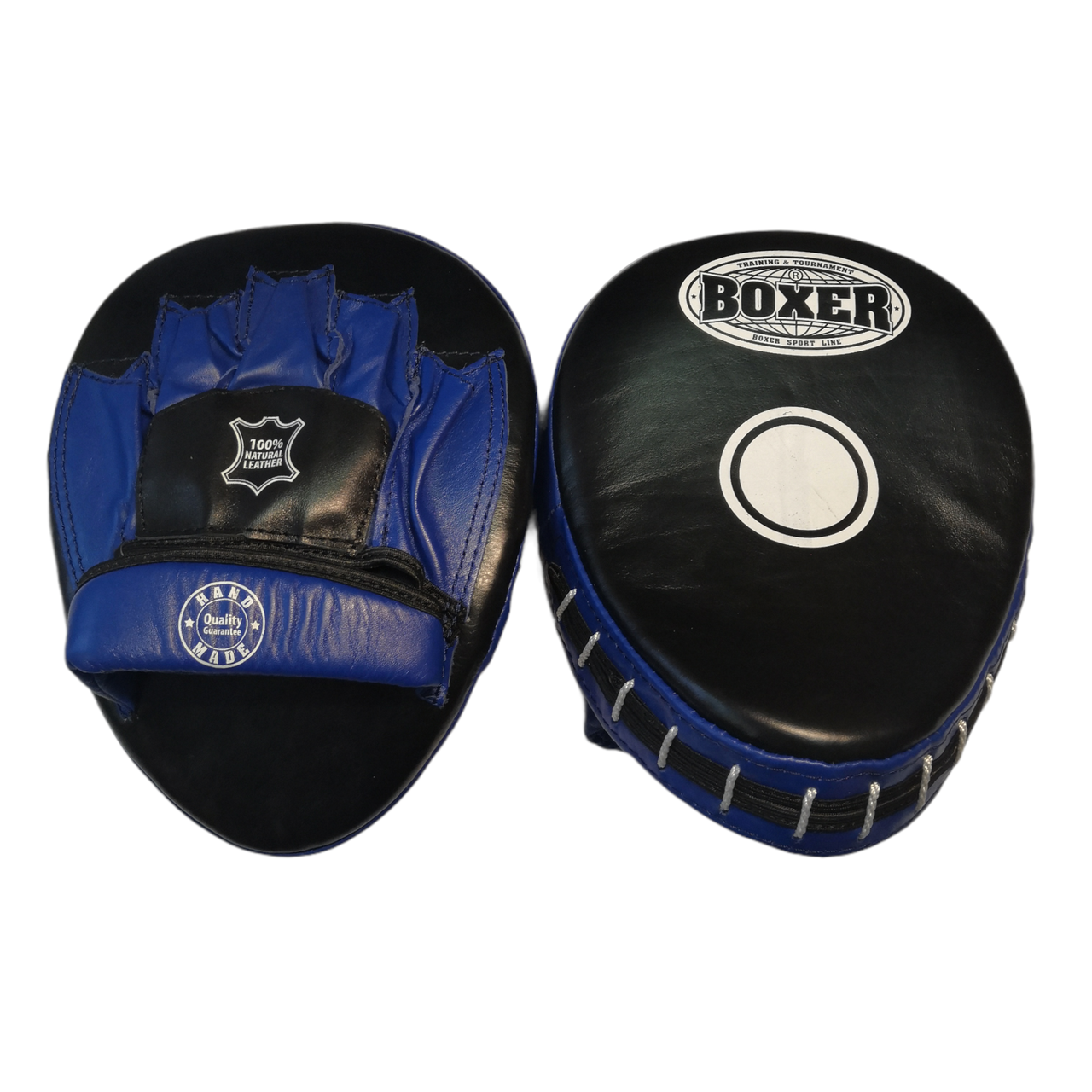 Лапы боксерские BOXER гнутые кожа синие - фото 2 - id-p1667198464