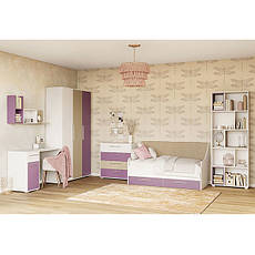 Білі модульні меблі Твіст з різнобарвним фасадом у підліткову кімнату для дівчинки