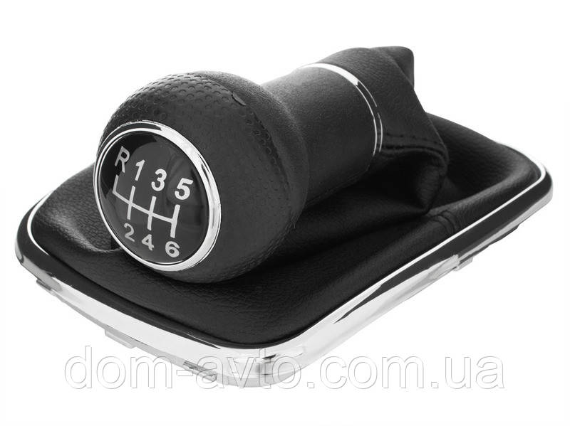 VW Golf IV 97-03 Ручка КПП ЧОРНА + сильфон з рамою ХРОМ 6 ШВИДКІСТЕЙ ОТВ.12ММ