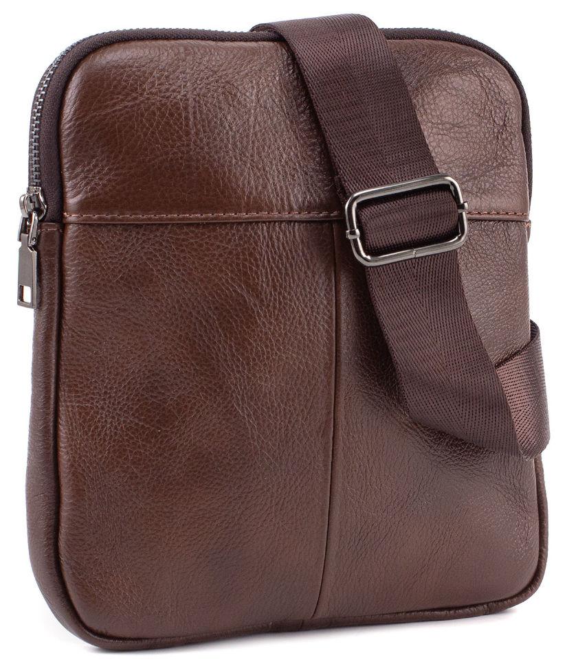 Шкіряний чоловічий месенджер через плече Tiding Bag TD-2460 коричневий-V