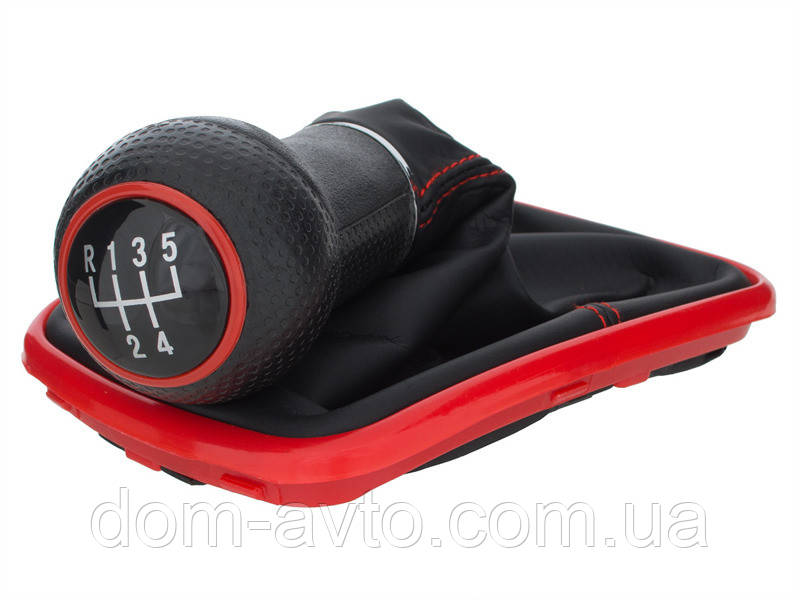 VW Golf IV 97-06 ручка перемикання передач + сильфон з червоною рамкою