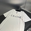 Жіноча чоловіча текстильна біла футболка Celine з чорним логотипом Селін, фото 6