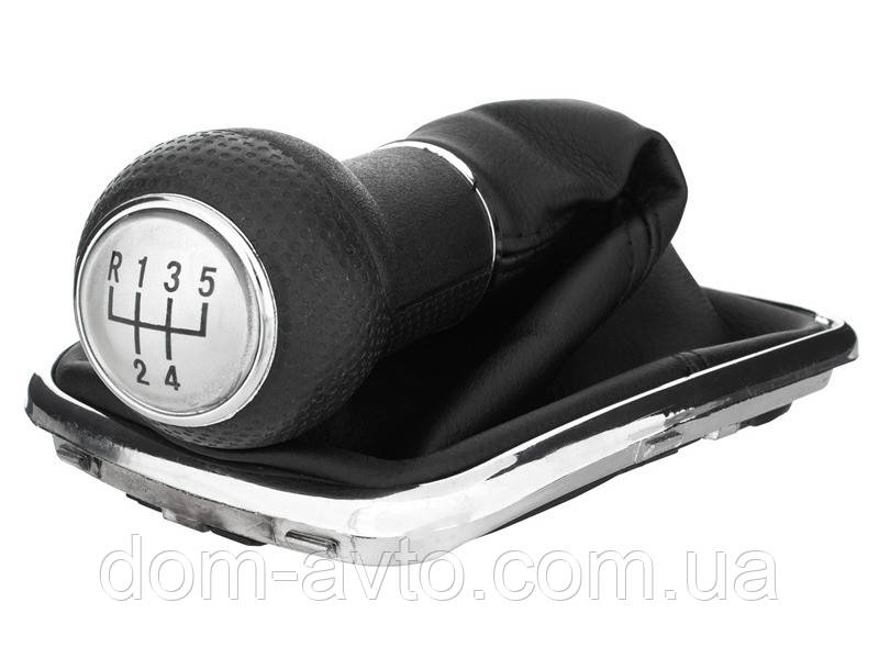 VW Golf IV 98-05 Ручка КПП СРІБНА + СИМПУЛЬНИК з рамкою ХРОМ 22 ММ ОТВ.