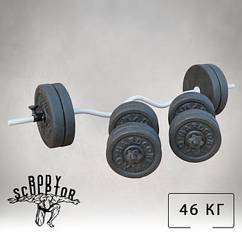 Штанга W-подібним грифом + гантелі 46 кг Граніліт