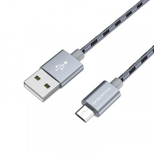 Кабель Borofone BX24 USB - MicroUSB 2.4A/1m (Сірий)