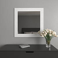 Зеркало в белой оправе на стену | Квадратное 96 на 96 Black Mirror | Для туалетного столика