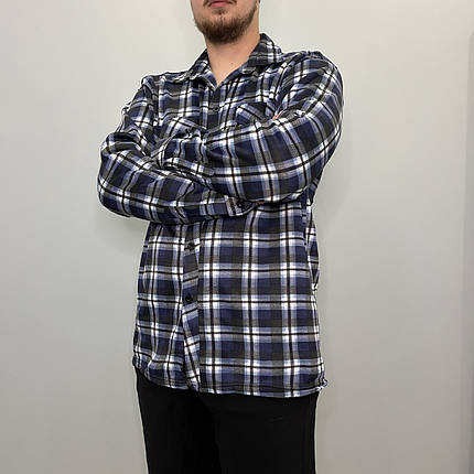 Сорочка чоловіча зимова картата на ґудзику XL — 5XL Сорочка тепла на байці Ao longcom, фото 1