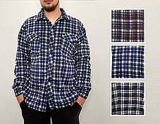 Сорочка чоловіча зимова картата на ґудзику XL — 5XL Сорочка тепла на байці Ao longcom, фото 2