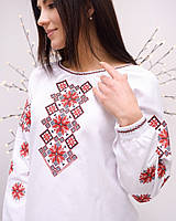 Вышиванки льняные женские с орнаментом большие размеры бежевый льон