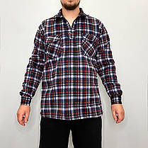 Сорочка чоловіча зимова картата Рубаха тепла на байці Червоний XL, фото 2