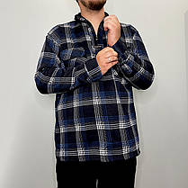 Сорочка чоловіча зимова картата на блискавці XL — 5XL Сорочка тепла на байці Ao longcom, фото 3