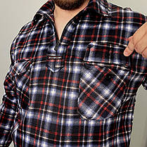 Сорочка чоловіча зимова картата Рубаха тепла на байці Червоний XL, фото 5