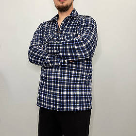Сорочка чоловіча зимова картата на блискавці Сорочка тепла на байці XL Електрик
