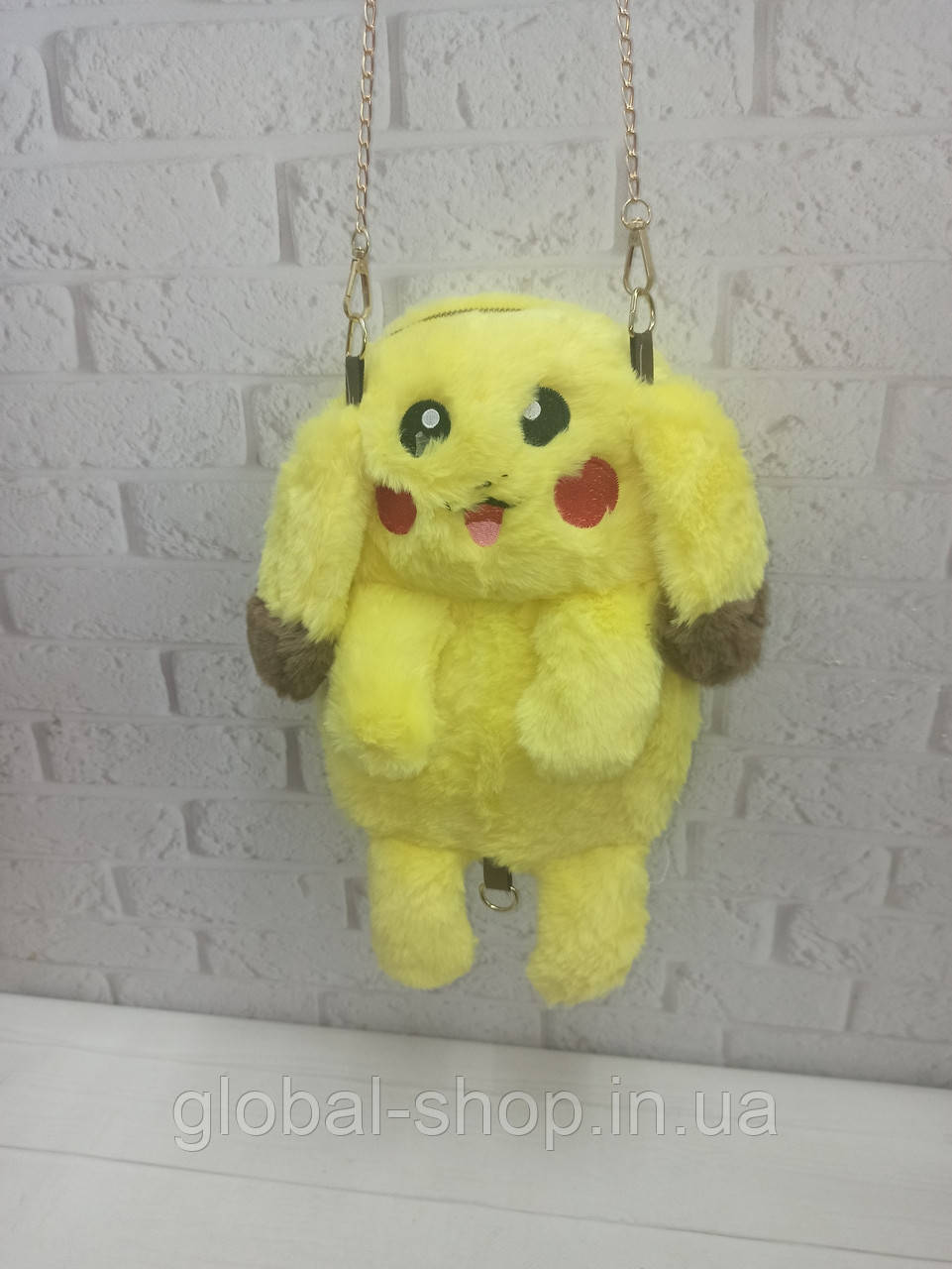 Сумка пікачу-кемон на ланцюжку (трансформується в рюкзак) пухнаста пікачу 35 СМ