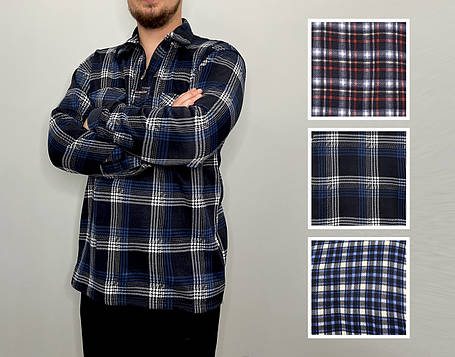 Сорочка чоловіча зимова картата на блискавці XL — 5XL Сорочка тепла на байці Ao longcom, фото 1