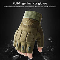 Безпалі тактичні рукавички кольору хаки(зелені ) , військові рукавиці ЗСУ розмір XL
