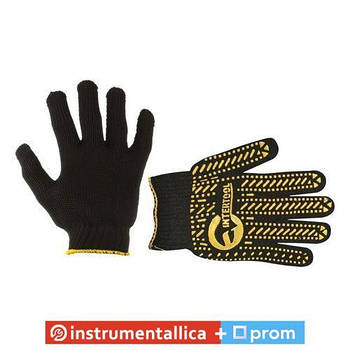 Рукавичка трикотажна з ПВХ точкою клас в'язки 7 колір чорний крапка розмір 10 SP-0136 Intertool