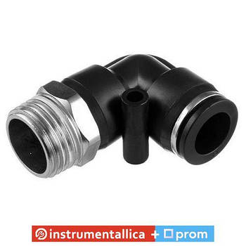 З'єднання цангове L-подібне для поліуретанових та інших шлангів 12 мм 1/2 зовнішня різь PT-2344 Intertool