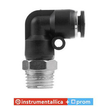 З'єднання цангове L-подібне для поліуретанових та інших шлангів 6 мм 1/4 зовнішня різь PT-2331 Intertool