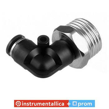 З'єднання цангове L-подібне для поліуретанових та інших шлангів 8 мм 1/2 зовнішня різь PT-2342 Intertool