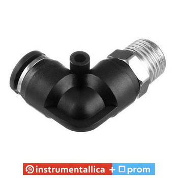 З'єднання цангове L-подібне для поліуретанових та інших шлангів 8 мм 1/4 зовнішня різь PT-2332 Intertool