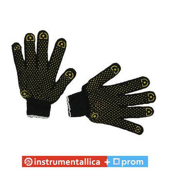 Рукавичка трикотажна з ПВХ точкою клас в'язання 7 колір чорний крапка розмір 10 SP-0138 Intertool