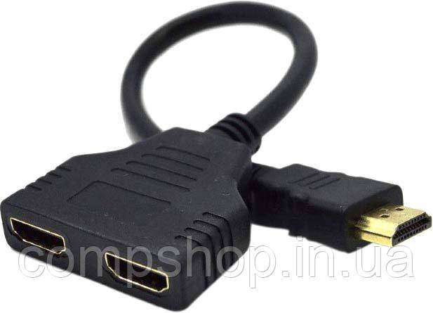 Розгалужувач HDMI->2хHDMI (M/F) Cablexpert, 0.3м, Black (DSP-2PH4-04) (код 95185)