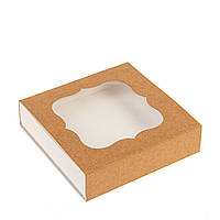 Коробка 120х120х30 для пряника з вікном, крафт
