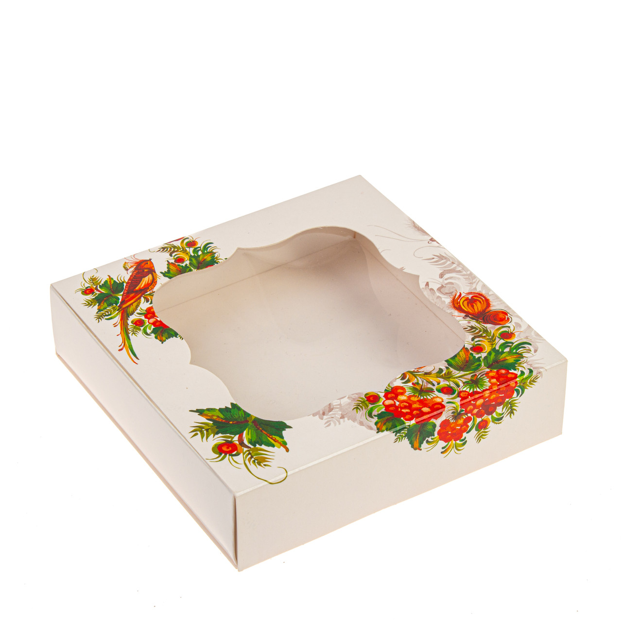 Коробка 120х120х30 для пряника з вікном "Калина", фото 1