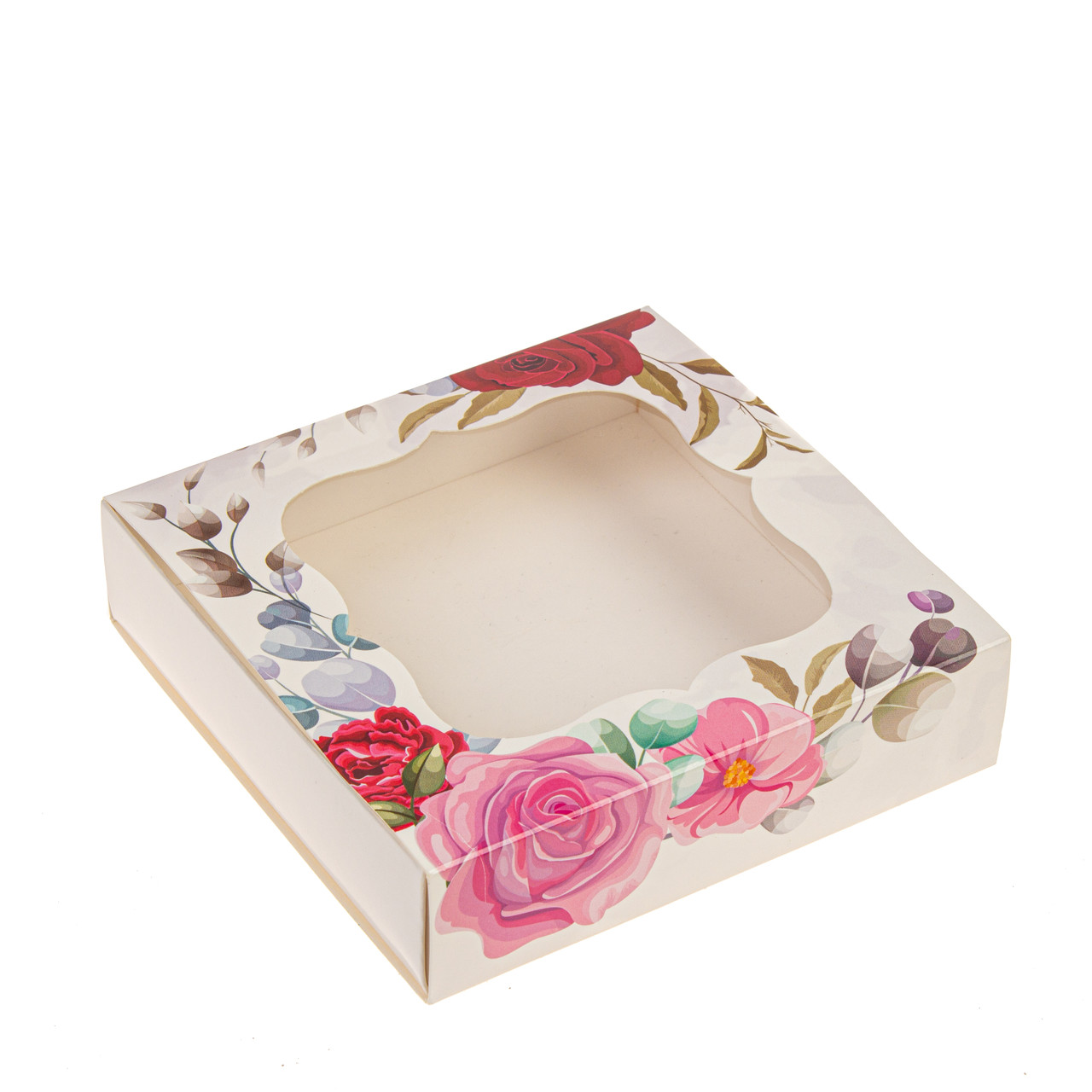 Коробка 120х120х30 для пряника з вікном "Троянда", фото 1