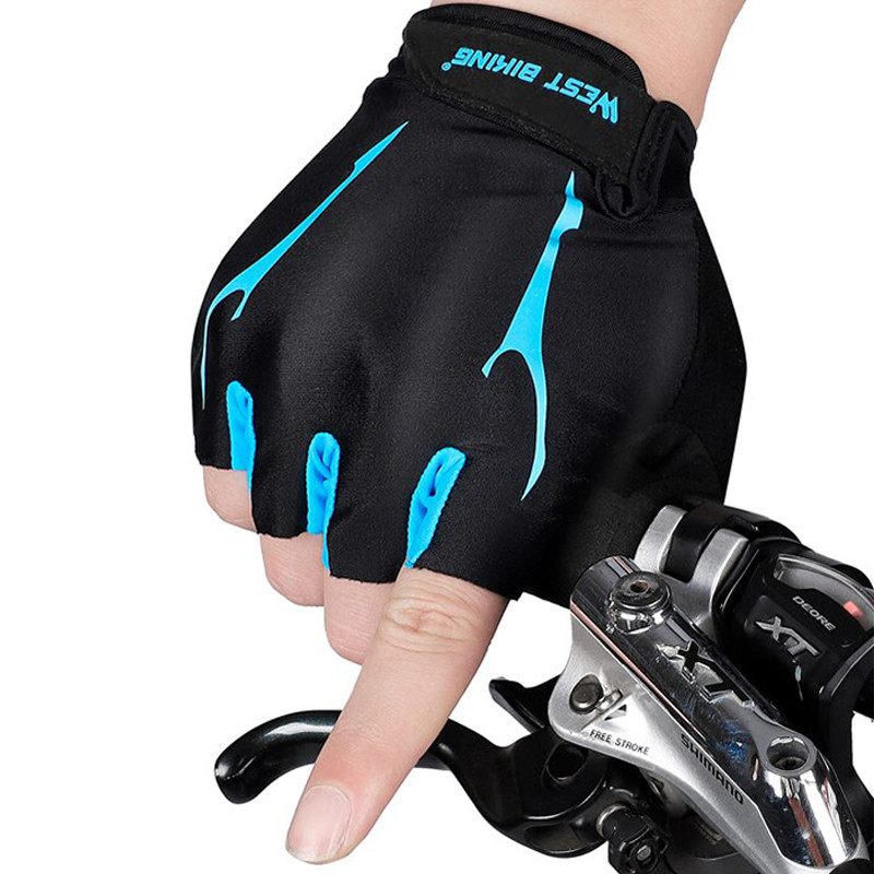Перчатки велосипедные спортивные West Biking 0211190 без пальцев. L Blue - фото 3 - id-p1667324888