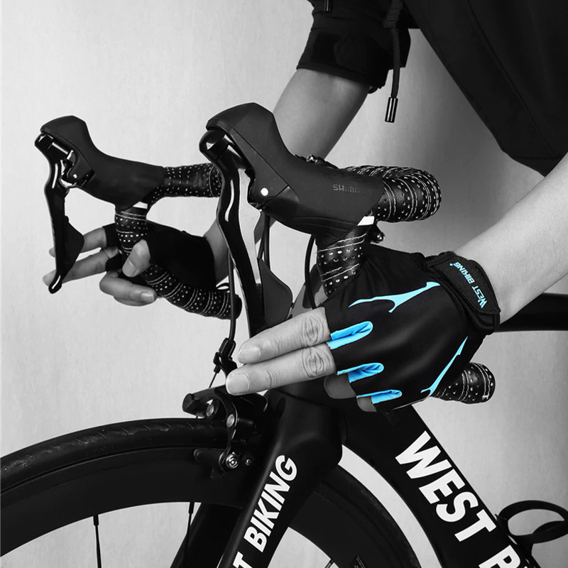 Перчатки велосипедные спортивные West Biking 0211190 без пальцев. L Blue - фото 4 - id-p1667324888