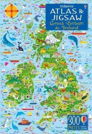 Книга,Пазл Usborne Atlas and Jigsaw: Great Britain and Ireland