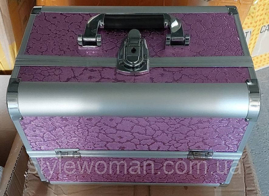 Бьюти кейс алюминиевый чемодан с ключом розовый принт - фото 4 - id-p1006098865