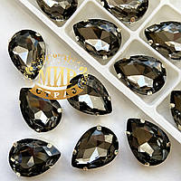Cтразы в цапах, Капля, Размер 10x14, Цвет Black Diamond