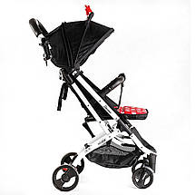 Дитяча коляска прогулянкова (підсклянник, телескопічна ручка) JOY Elegans A-12295 Чорна Мінні Маус, фото 3