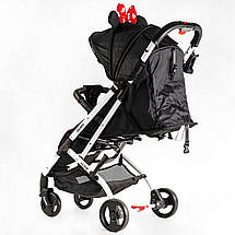 Дитяча коляска прогулянкова (підсклянник, телескопічна ручка) JOY Elegans A-12295 Чорна Мінні Маус, фото 4
