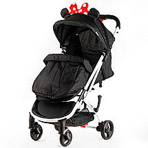 Дитяча коляска прогулянкова (підсклянник, телескопічна ручка) JOY Elegans A-12295 Чорна Мінні Маус, фото 5