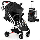 Дитяча коляска прогулянкова (підсклянник, телескопічна ручка) JOY Elegans A-43081 Чорна Міккі Маус, фото 2