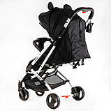 Дитяча коляска прогулянкова (підсклянник, телескопічна ручка) JOY Elegans A-43081 Чорна Міккі Маус, фото 4