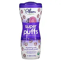 Plum Organics, Super Puffs, снек з органічних злаків, лохина та фіолетовий батат, 42 г