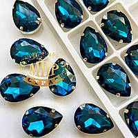 Стрази в ланцюгах, Крапля, Розмір 10*14, Колір Blue Zircon