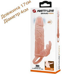 Насадка на члена з вібрацією Pretty Love - смілива людина 17 см на 4 см