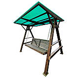 Дерев'яна садова/дачна гойдалка "Чунга-Чанга", (с плоким дахом, з пластиковим шифером) - колір горіх, фото 4