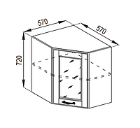Кухня Доминика верхняя угловая секция В 57х57 Ск корпус МДФ фасад Стекло (Світ Меблів ТМ)
