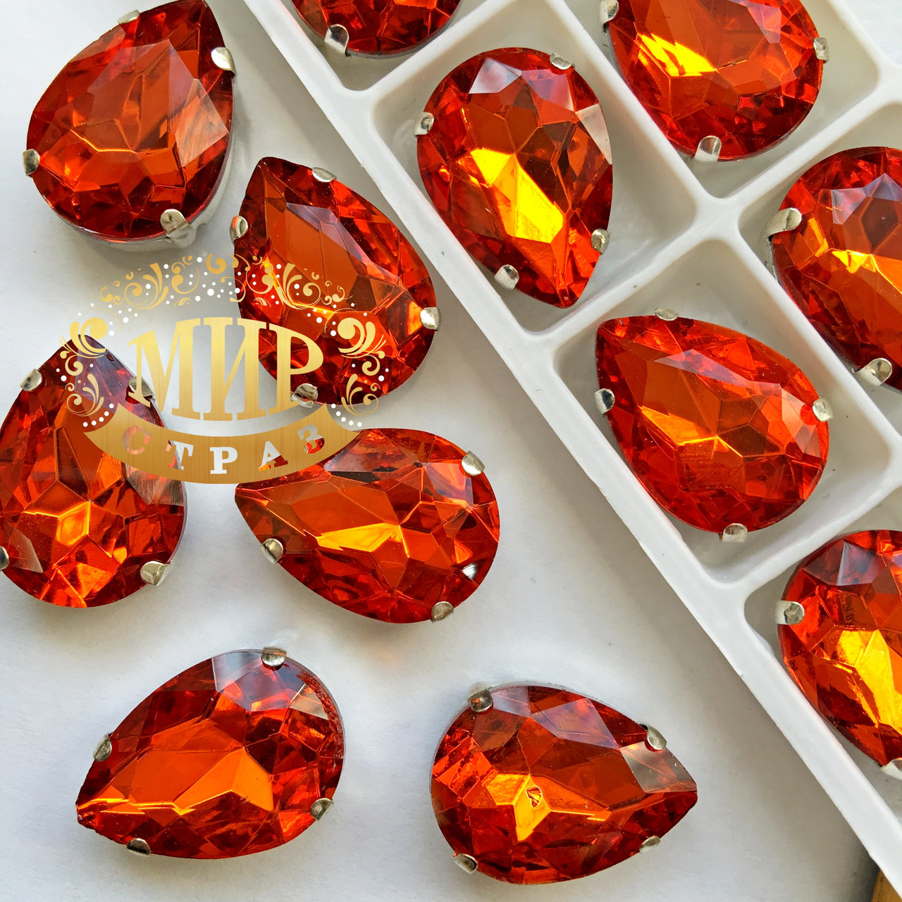 Стрази в ланцюгах, Крапля, Розмір 20x30, Колір Sun