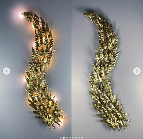 Світильник Leaf у формі видовженого листка, що складається з мініатюрних фактурних листочків, фото 1