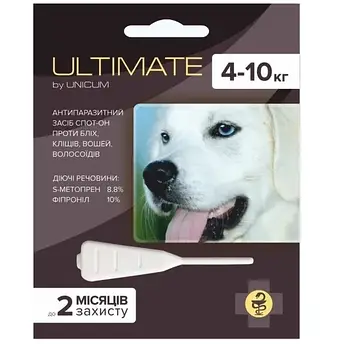 Краплі Unicum Ultimate проти бліх, кліщів, вошей і волосоїдів для собак, 4-10 кг (UL-044)